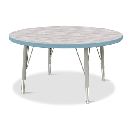 Jonti-Craft Berries Round Activity Table, 36 in. Diameter, E-height, Driftwood Gray/Coastal Blue/Gray 6488JCE452